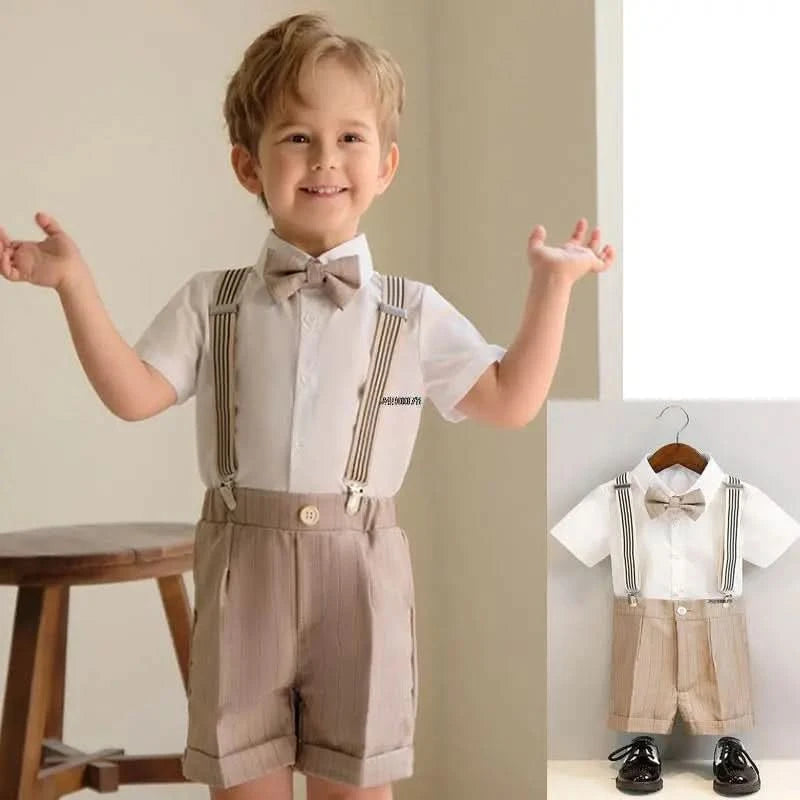 Boys Formal Khaki Tuxedo Dress Birthday Gift Set Costume