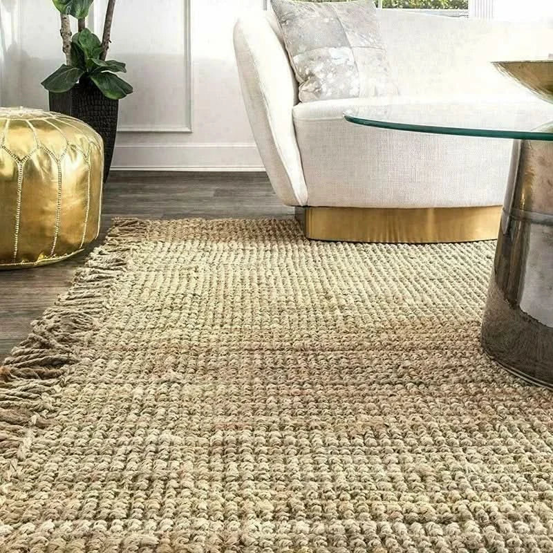 2x3 Feet Jute Rug Household Hand-Woven Rectangular Natural Loop Woven Floor Rug