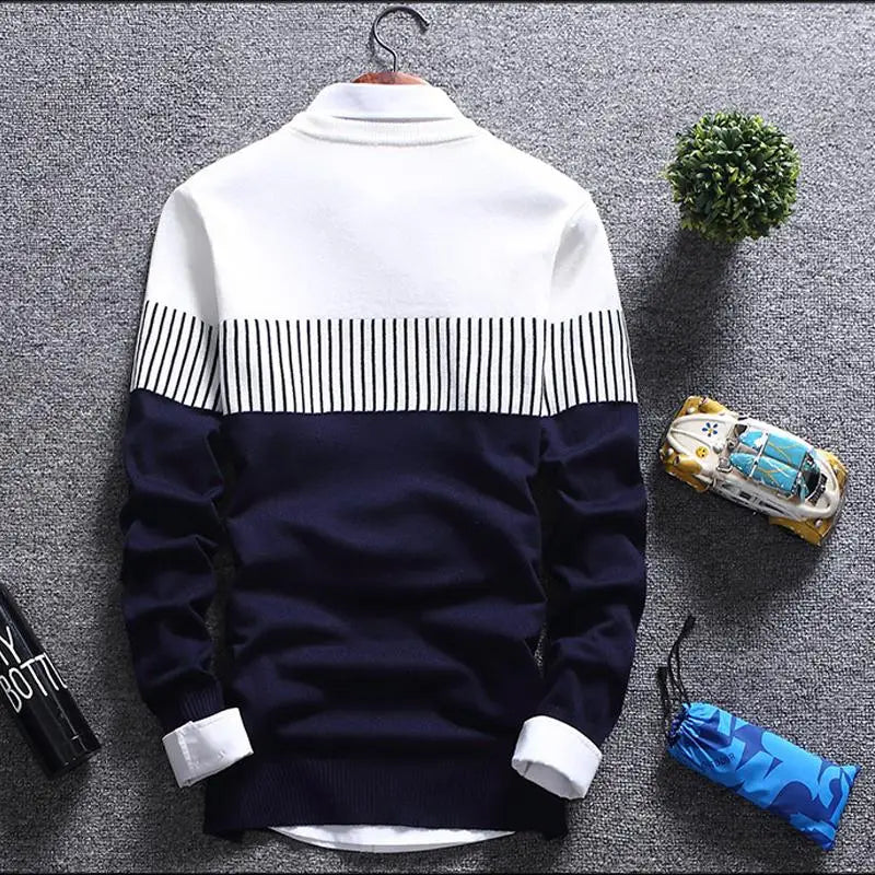 New Autumn Pullovers Men Fashion Stripe Causal Knitted Sweaters