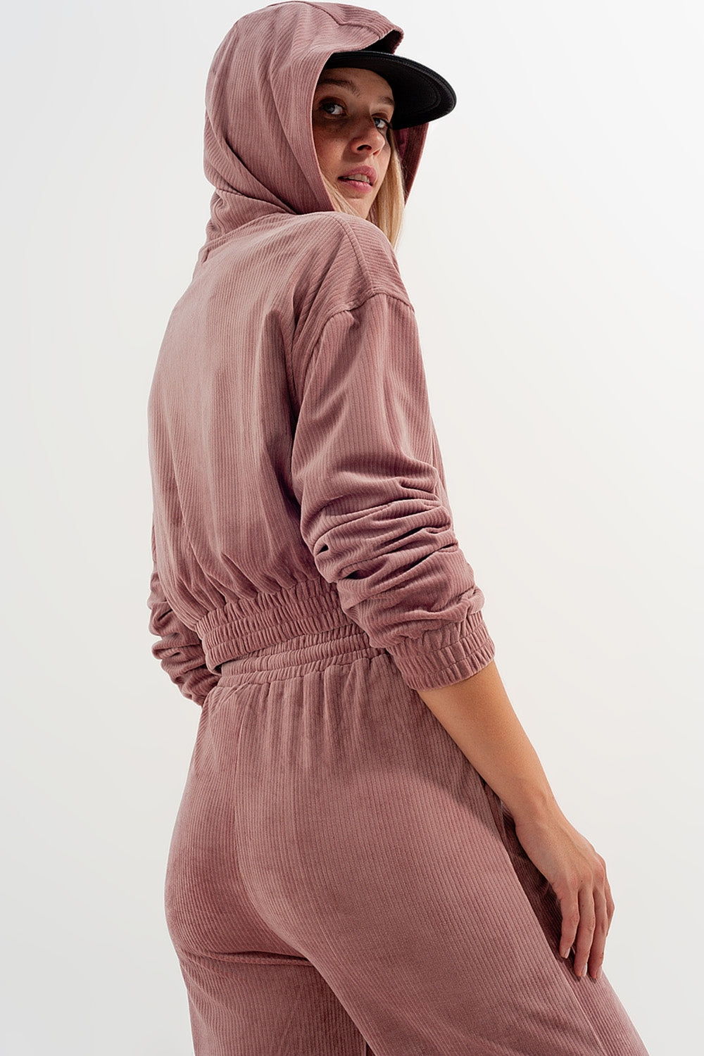 Zip Through Hoodie in Pink