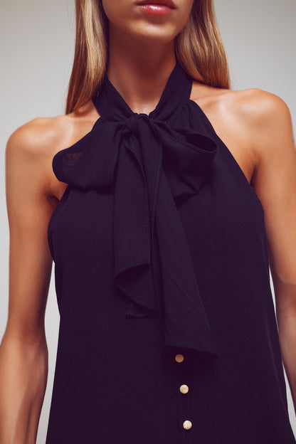 Halter Top With Tie Neck in Black