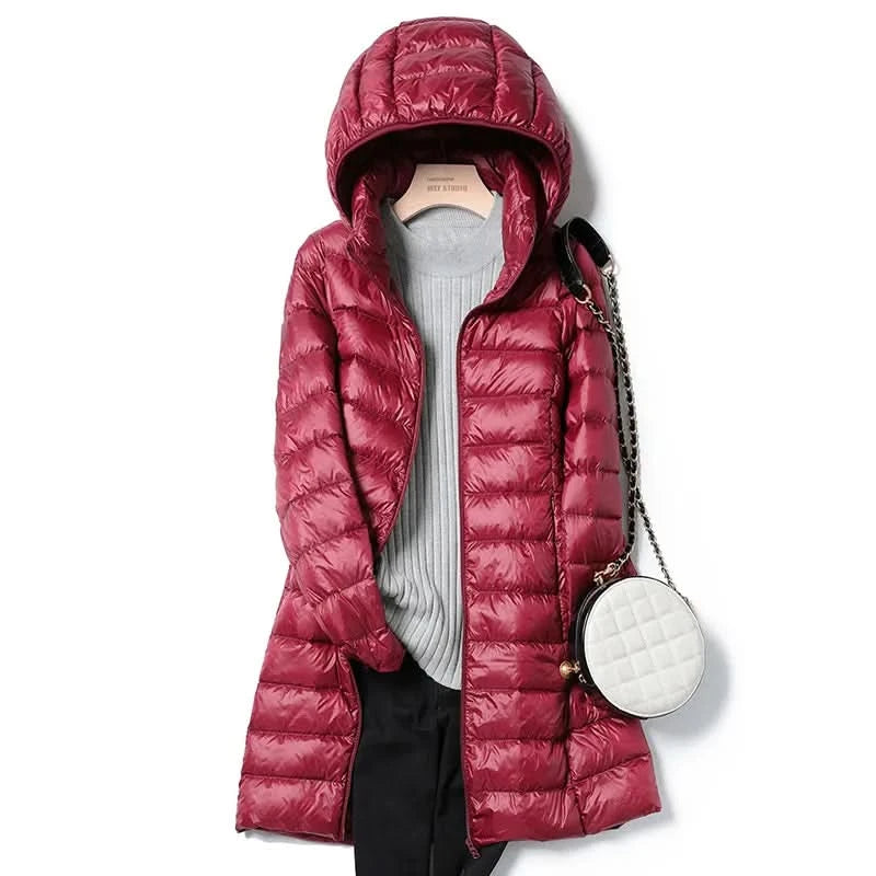 SEDUTMO Winter Womens Down Jackets Long Ultra Light Thin Casual Coat