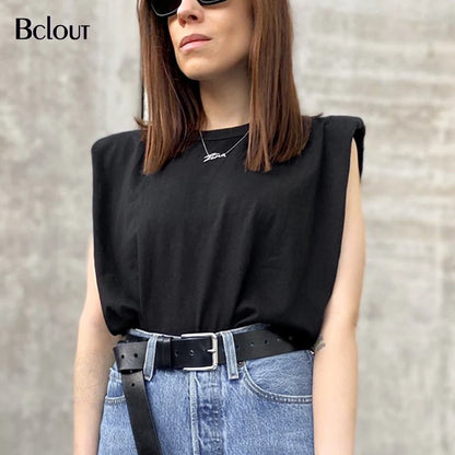 Bclout Spring Summer Sleeveless Loose Top Women Fashion O Neck Tank Top