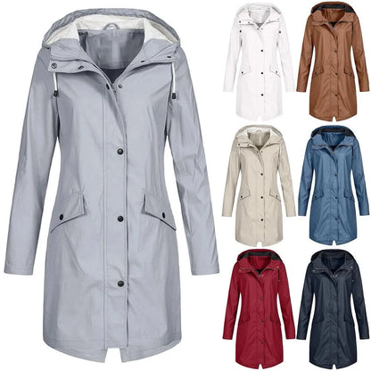 Raincoat Women'S Zipper Waterproof Raincoat Jacket Lightweight Rain Jacket