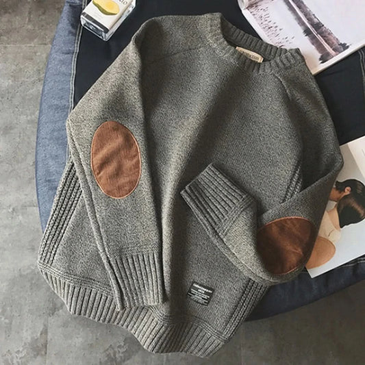 Men Pullover Sweater Fashion Patch Designs Oversized KnittedHarajuku Streetwear