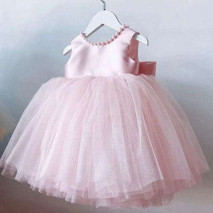 Baby Dresses for Kid Girls Princess Beading Backless Wedding Party Clothes