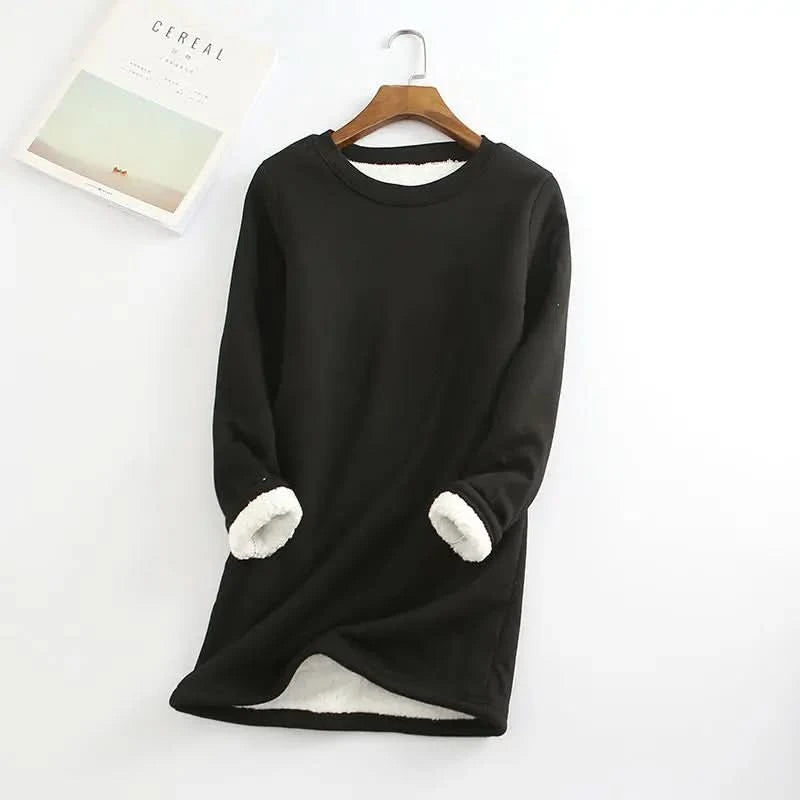 Winter Plus Velvet Long Sleeve Shirt Women Warm Thick T Shirt