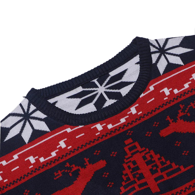 LetsKeep New Ugly Christmas Sweater Men Deer Printed Mens Pullover