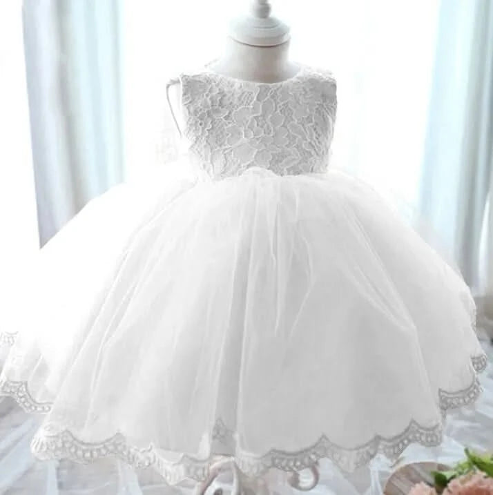 Elegant Girl Dress Fashion Pink Lace Big Bow Party Princess Wedding Dresses