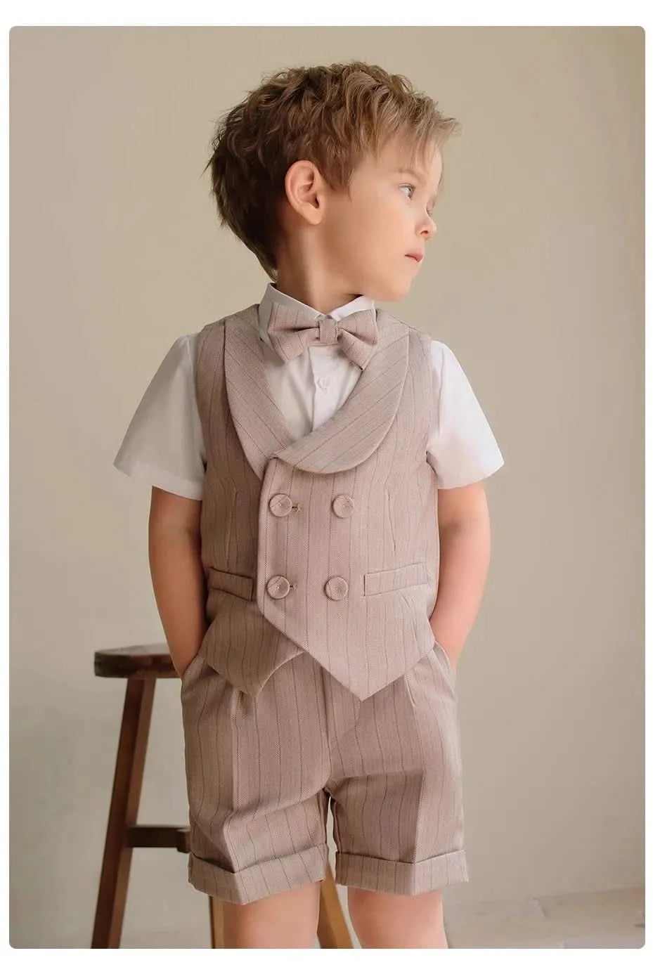 Boys Formal Khaki Tuxedo Dress Birthday Gift Set Costume