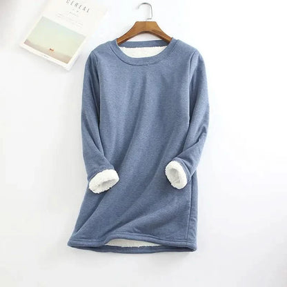 Winter Plus Velvet Long Sleeve Shirt Women Warm Thick T Shirt