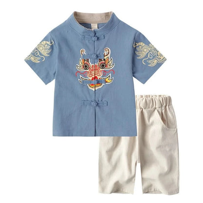 Chinese Kids Clothing Girls Boy Summer Tang Dynasty Suit Hanfu Kids