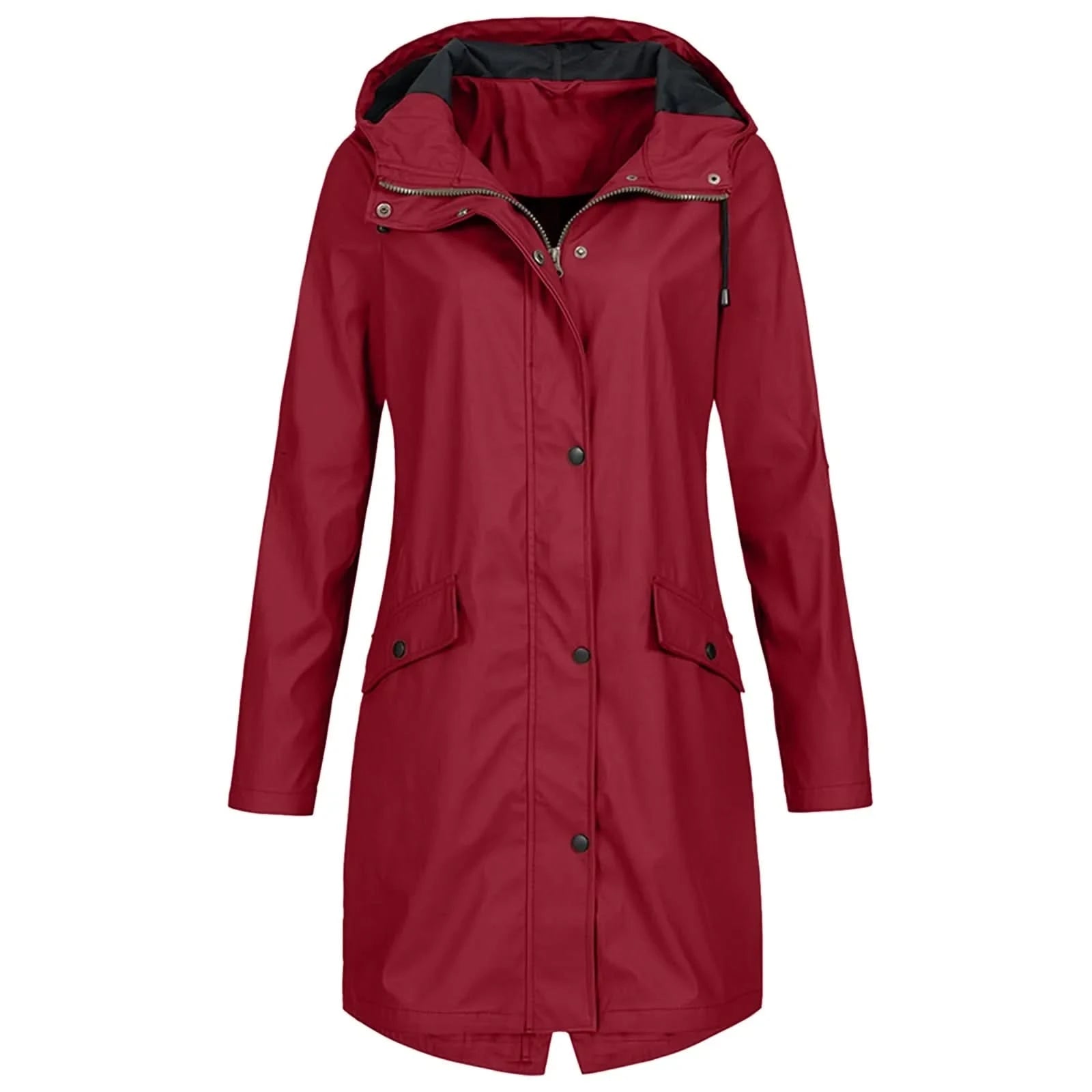 Raincoat Women'S Zipper Waterproof Raincoat Jacket Lightweight Rain Jacket