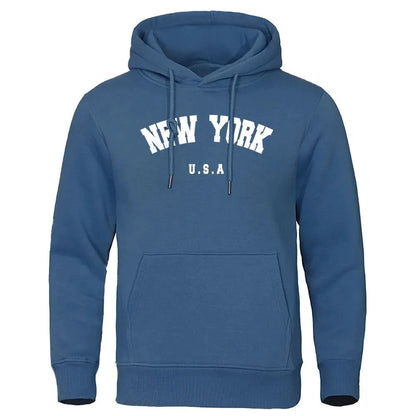 U.S.A NEW YORK City Printed Sweatshirt Fleece Pullovers Oversized Men Hoodies