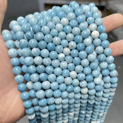 Natural Stone Sea Blue China Larimar Bead Round Loose Spacer Dyed Color Bead for Jewelry Making Diy Bracelet Neckace Accessory