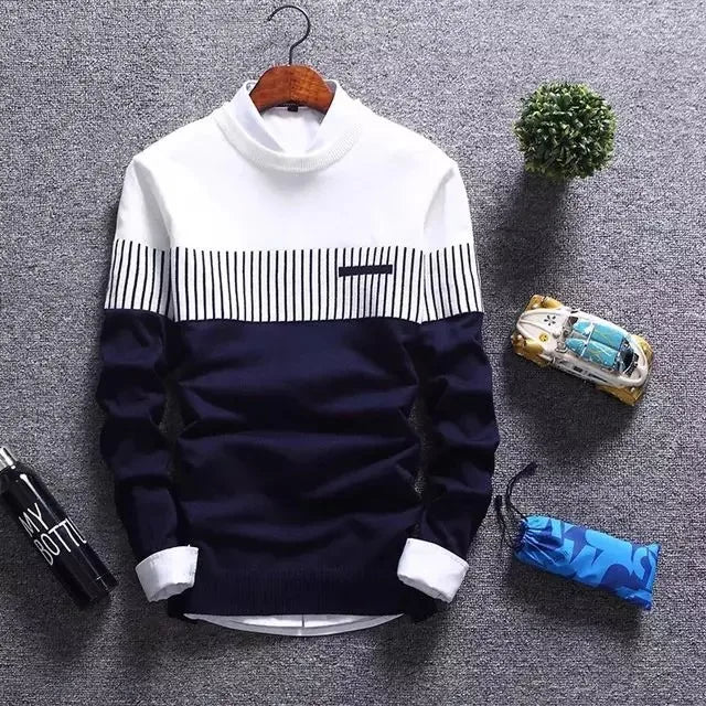 New Autumn Pullovers Men Fashion Stripe Causal Knitted Sweaters