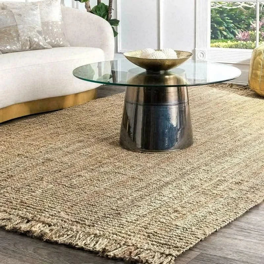 2x3 Feet Jute Rug Household Hand-Woven Rectangular Natural Loop Woven Floor Rug