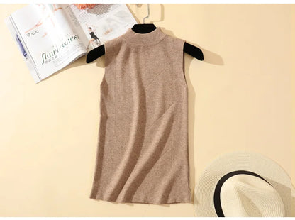 2021 New Half High Collar Tank Tops Y2k Female Summer Fashion Solid Women