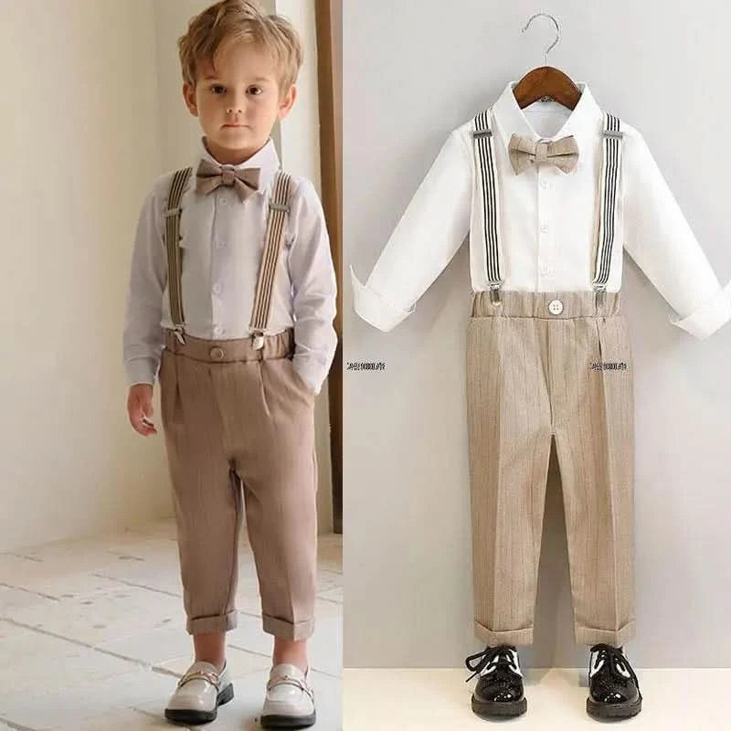 Boys Formal Khaki Tuxedo Dress Birthday Gift Set Costume