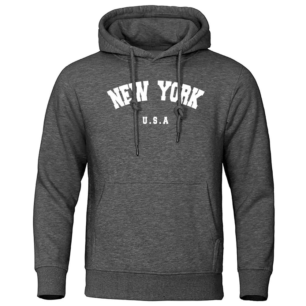 U.S.A NEW YORK City Printed Sweatshirt Fleece Pullovers Oversized Men Hoodies