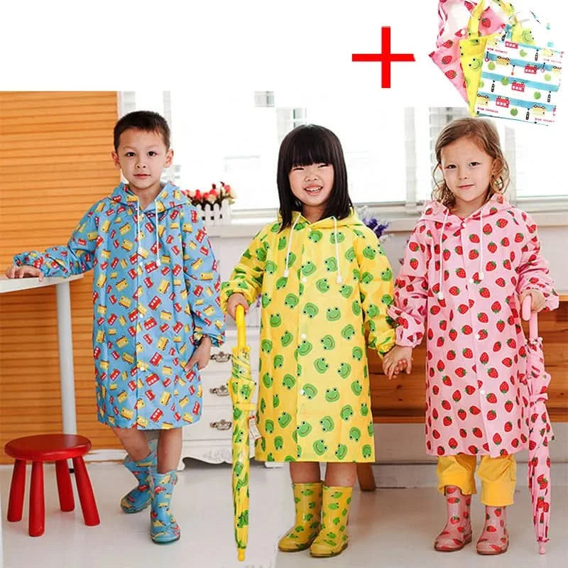 Children Raincoat Kids for Girls Boys Cute Waterproof Child Rain Coat