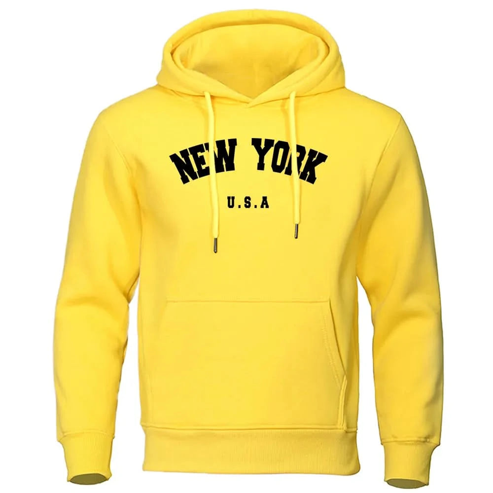 U.S.A NEW YORK City Printed Sweatshirt Fleece Pullovers Oversized Men Hoodies